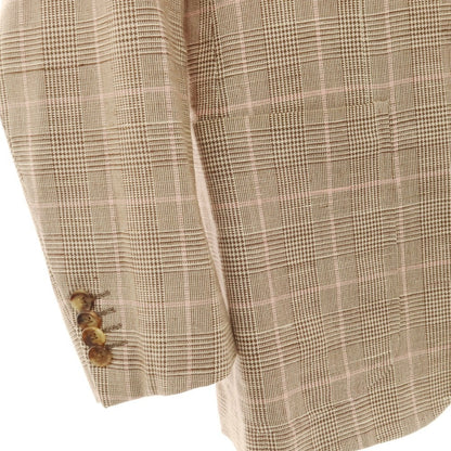 【中古】ラファエル カルーゾ CARUSO Raffaele Caruso コットンシルクリネン チェック テーラードジャケット ブラウンxピンク【サイズ44】【 状態ランクD 】【 メンズ 】