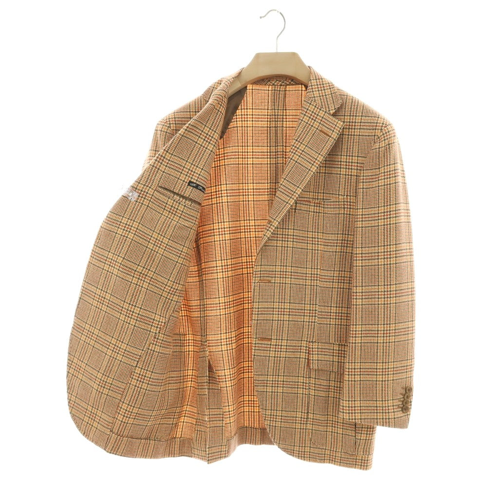 【中古】フランコ プリンツィバリー FRANCO PRINZIVALLI カシミヤ チェック 3B カジュアルジャケット オレンジ【サイズ48】【 状態ランクB 】【 メンズ 】[BPD]
