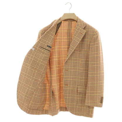 【中古】フランコ プリンツィバリー FRANCO PRINZIVALLI カシミヤ チェック 3B カジュアルジャケット オレンジ【 48 】【 状態ランクB 】【 メンズ 】