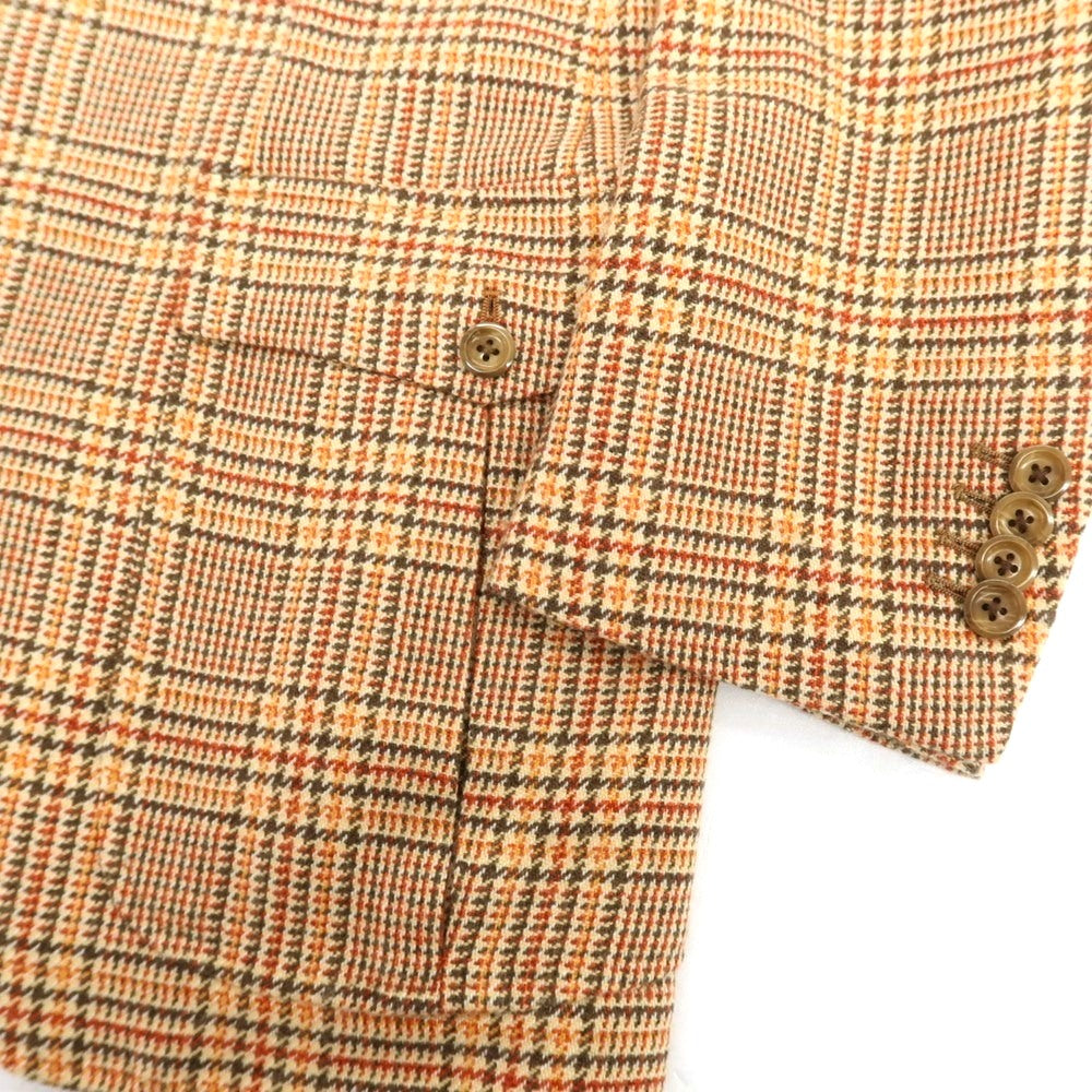 【中古】フランコ プリンツィバリー FRANCO PRINZIVALLI カシミヤ チェック 3B カジュアルジャケット オレンジ【 48 】【 状態ランクB 】【 メンズ 】