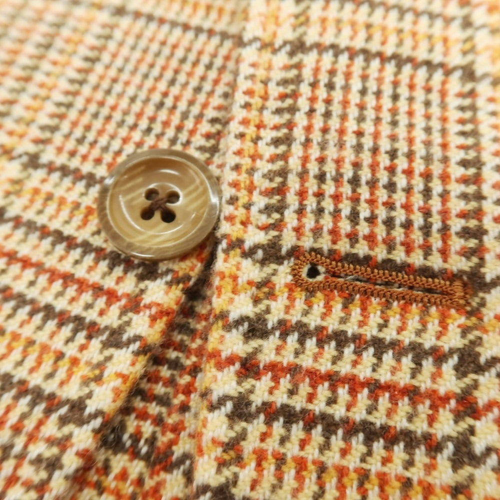 【中古】フランコ プリンツィバリー FRANCO PRINZIVALLI カシミヤ チェック 3B カジュアルジャケット オレンジ【 48 】【 状態ランクB 】【 メンズ 】