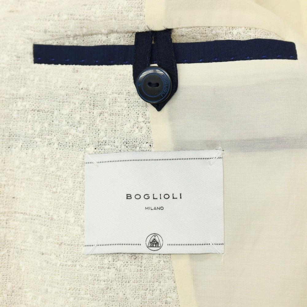 【中古】【未使用】ボリオリ BOGLIOLI リネンナイロン ダブル6B テーラードジャケット アイボリー【 46 】【 状態ランクS 】【 メンズ 】 []