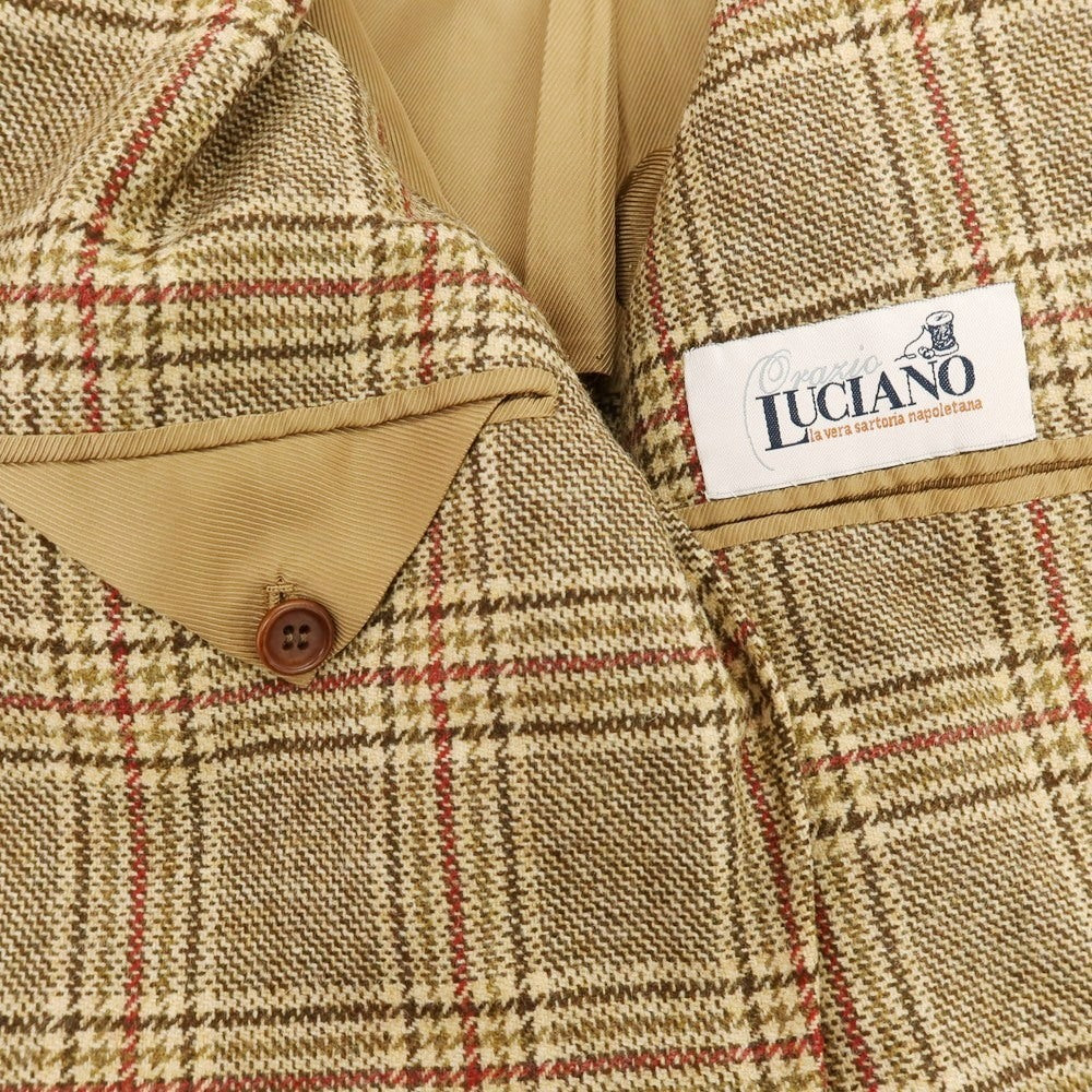 【中古】オラッツィオ ルチアーノ Orazio Luciano ウール チェック 3B カジュアルジャケット ブラウン【 46 】【 状態ランクB 】【 メンズ 】