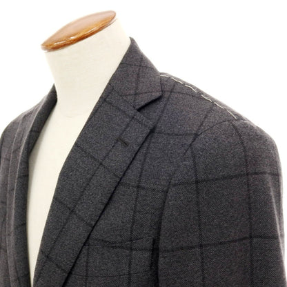 【中古】【未使用】ビームスエフ BEAMS F ウール チェック 3つボタンスーツ ダークグレーxブラック【 46 】【 状態ランクS 】【 メンズ 】