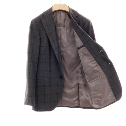 【中古】【未使用】ビームスエフ BEAMS F ウール チェック 3つボタンスーツ ダークグレーxブラック【 46 】【 状態ランクS 】【 メンズ 】
