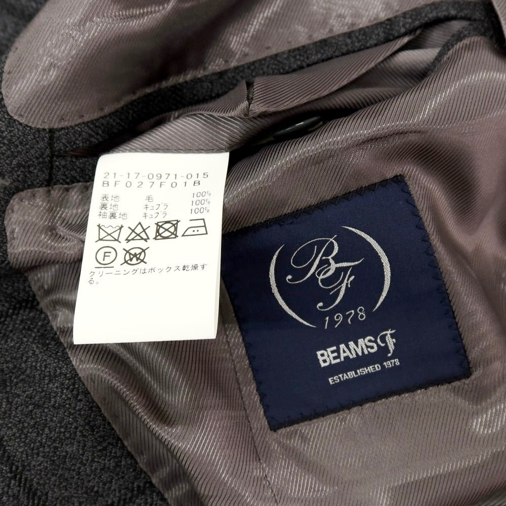 【中古】【未使用】ビームスエフ BEAMS F ウール チェック 3つボタンスーツ ダークグレーxブラック【 46 】【 状態ランクS 】【 メンズ 】