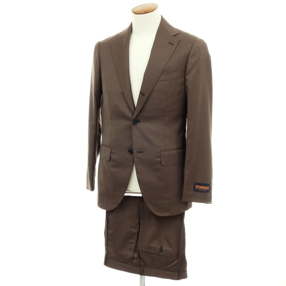 【中古】【未使用】ブリッラ ペル イル グスト Brilla per il gusto ウールシルク ヘリンボーン 3つボタンスーツ ブラウン【サイズ46】【 状態ランクS 】【 メンズ 】