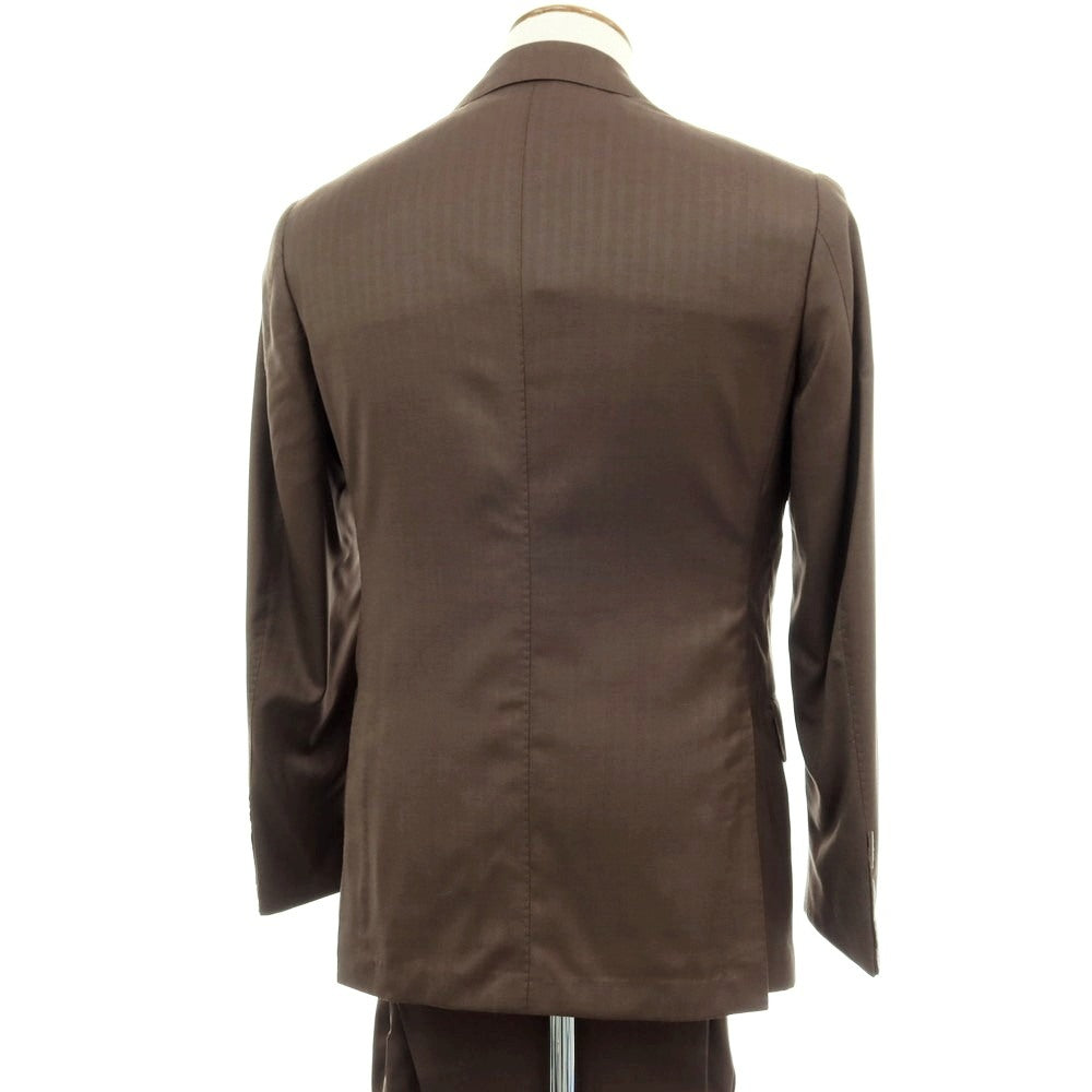 【中古】【未使用】ブリッラ ペル イル グスト Brilla per il gusto ウールシルク ヘリンボーン 3つボタンスーツ ブラウン【サイズ46】【 状態ランクS 】【 メンズ 】