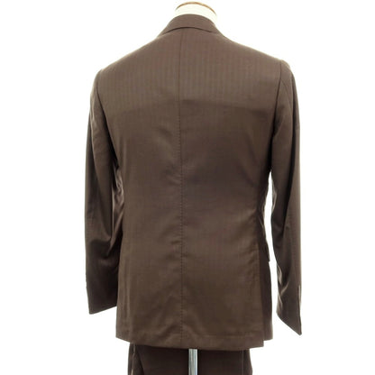 【中古】【未使用】ブリッラ ペル イル グスト Brilla per il gusto ウールシルク ヘリンボーン 3つボタンスーツ ブラウン【サイズ46】【 状態ランクS 】【 メンズ 】
