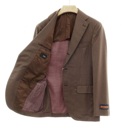 【中古】【未使用】ブリッラ ペル イル グスト Brilla per il gusto ウールシルク ヘリンボーン 3つボタンスーツ ブラウン【サイズ46】【 状態ランクS 】【 メンズ 】