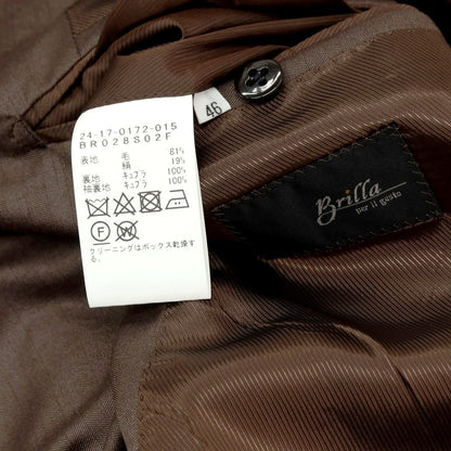 【中古】【未使用】ブリッラ ペル イル グスト Brilla per il gusto ウールシルク ヘリンボーン 3つボタンスーツ ブラウン【サイズ46】【 状態ランクS 】【 メンズ 】