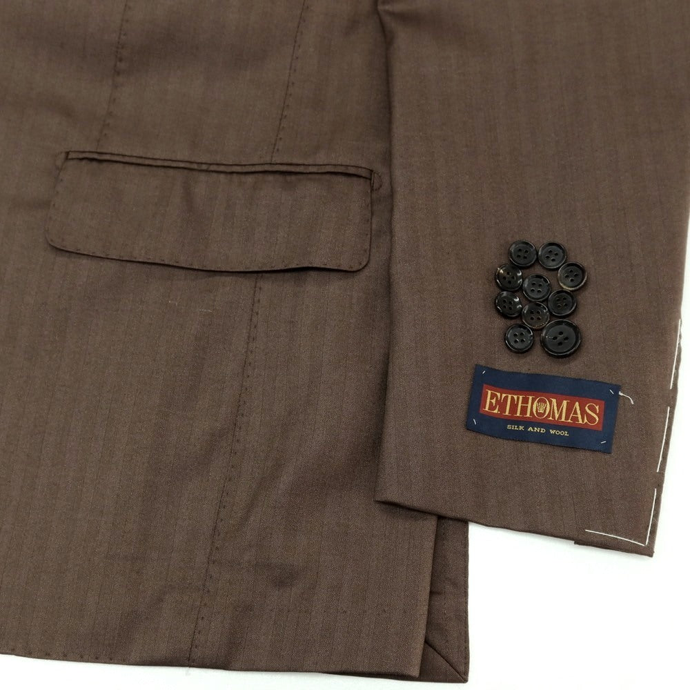 【中古】【未使用】ブリッラ ペル イル グスト Brilla per il gusto ウールシルク ヘリンボーン 3つボタンスーツ ブラウン【サイズ46】【 状態ランクS 】【 メンズ 】