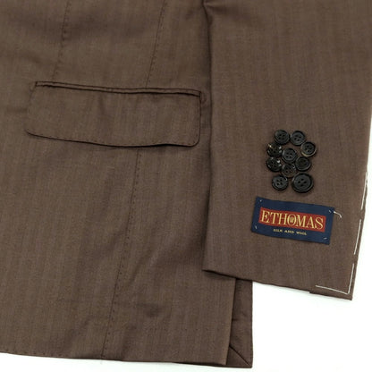 【中古】【未使用】ブリッラ ペル イル グスト Brilla per il gusto ウールシルク ヘリンボーン 3つボタンスーツ ブラウン【サイズ46】【 状態ランクS 】【 メンズ 】