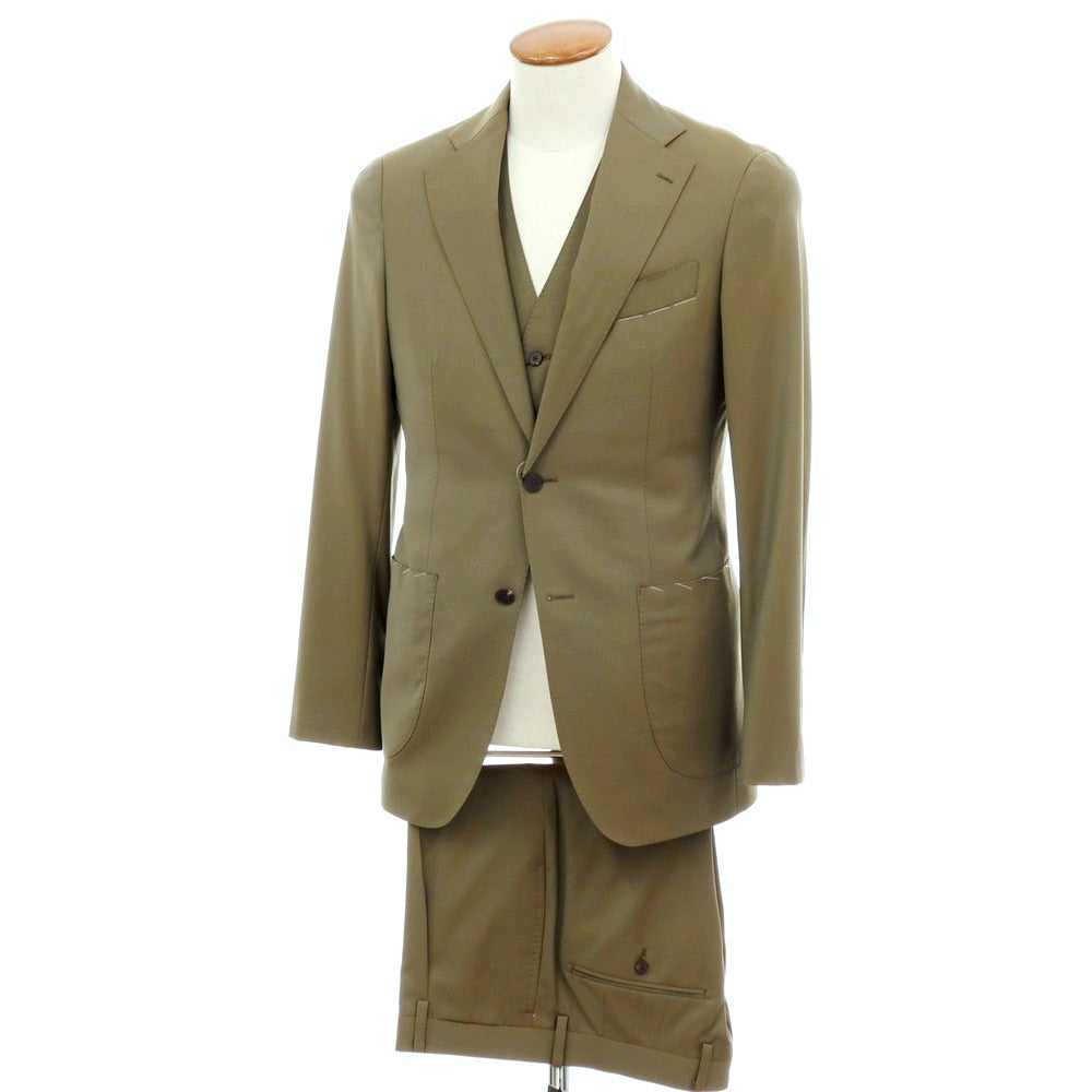 【中古】【未使用】アルチザン ARTISAN ウール スリーピース 2つボタンスーツ グリーン系【 M（ベストのみS） 】【 状態ランクS 】【 メンズ 】