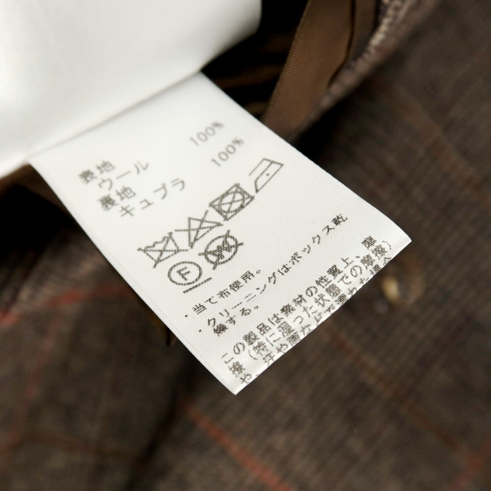 【中古】【未使用】パイデア PAIDEIA ウール チェック ダブルスーツ グレイッシュブラウン系xオレンジ系【 サイズ46 】【 状態ランクS 】【 メンズ 】 [APD]