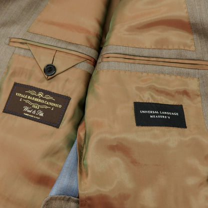 【中古】ユニバーサルランゲージ UNIVERSAL LANGUAGE ウールシルク ヘリンボーン 6B ダブルスーツ ブラウン【サイズ48】【 状態ランクA 】【 メンズ 】