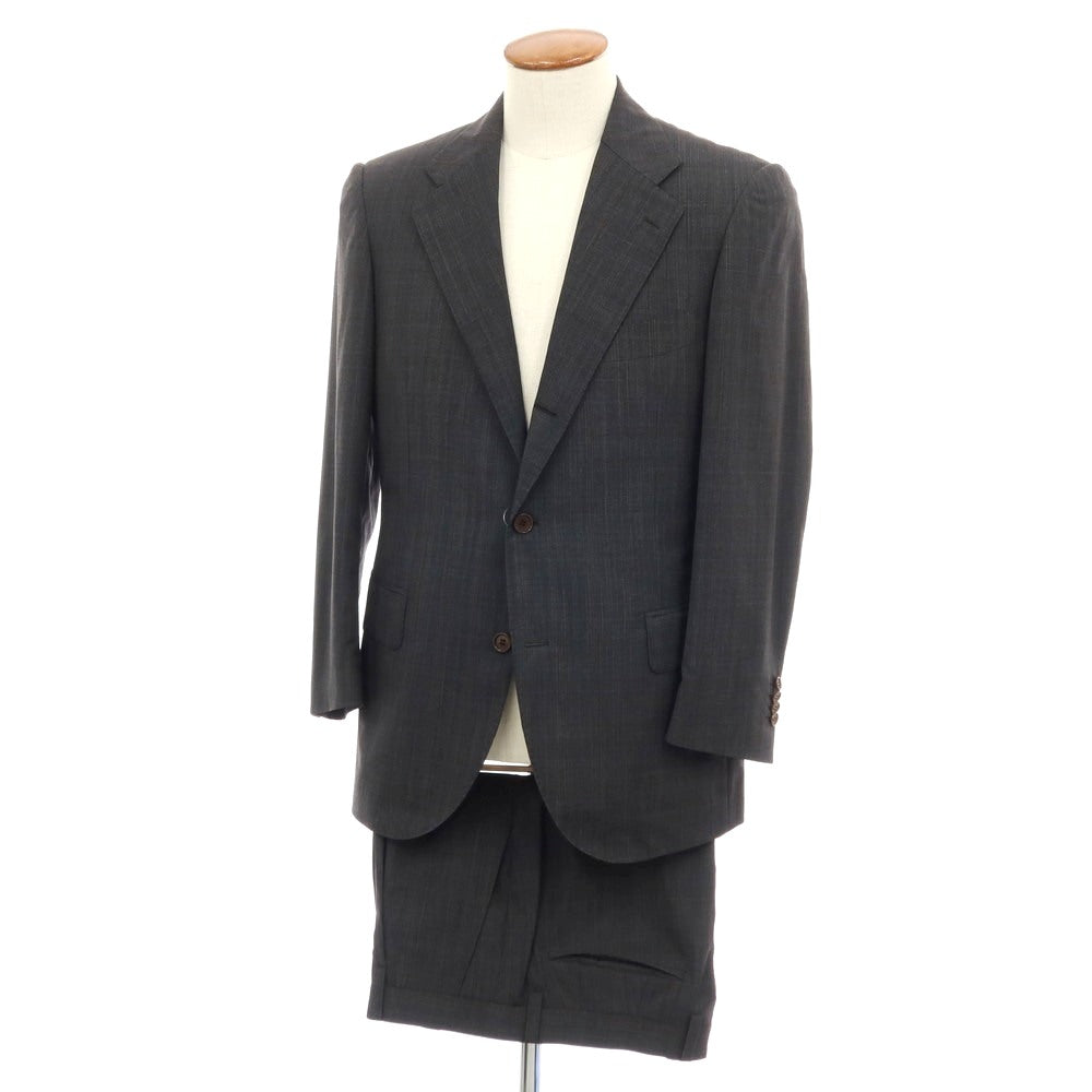 【SALE30%OFF/返品不可】【中古】バセットウォーカー BASSETT WALKER ウール チェック 3つボタンスーツ グレー【 サイズ48 】【 状態ランクB 】【 メンズ 】
