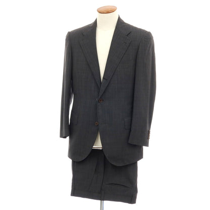 【SALE30%OFF/返品不可】【中古】バセットウォーカー BASSETT WALKER ウール チェック 3つボタンスーツ グレー【 サイズ48 】【 状態ランクB 】【 メンズ 】