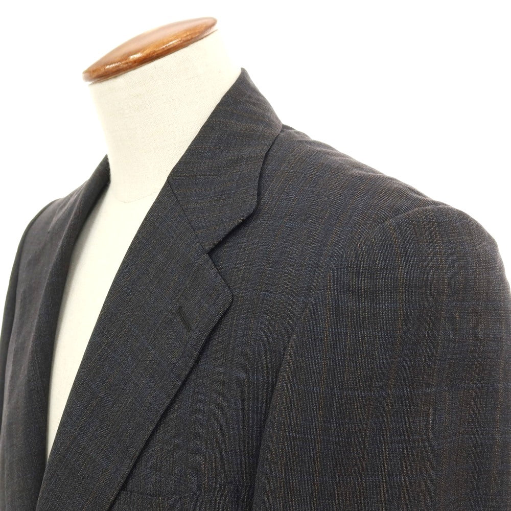 【SALE30%OFF/返品不可】【中古】バセットウォーカー BASSETT WALKER ウール チェック 3つボタンスーツ グレー【 サイズ48 】【 状態ランクB 】【 メンズ 】