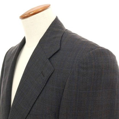 【SALE30%OFF/返品不可】【中古】バセットウォーカー BASSETT WALKER ウール チェック 3つボタンスーツ グレー【 サイズ48 】【 状態ランクB 】【 メンズ 】