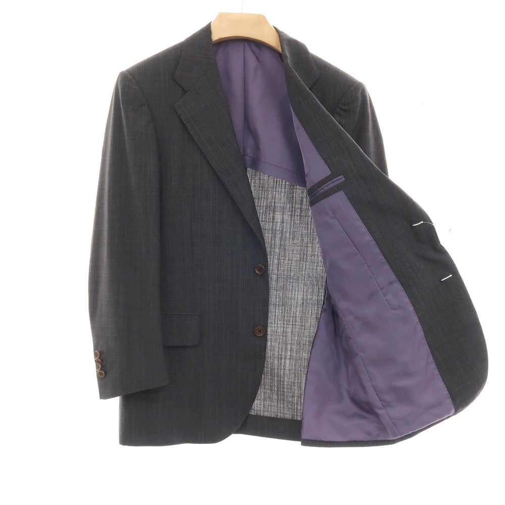 【SALE30%OFF/返品不可】【中古】バセットウォーカー BASSETT WALKER ウール チェック 3つボタンスーツ グレー【 サイズ48 】【 状態ランクB 】【 メンズ 】