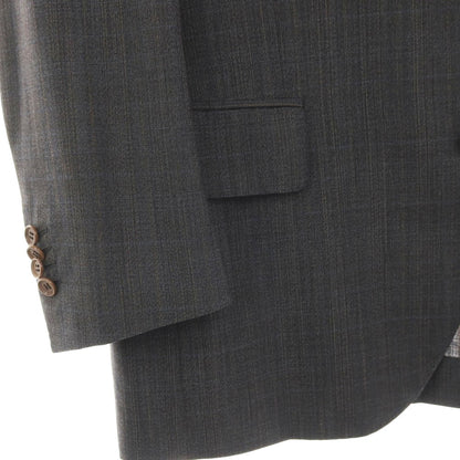 【SALE30%OFF/返品不可】【中古】バセットウォーカー BASSETT WALKER ウール チェック 3つボタンスーツ グレー【 サイズ48 】【 状態ランクB 】【 メンズ 】
