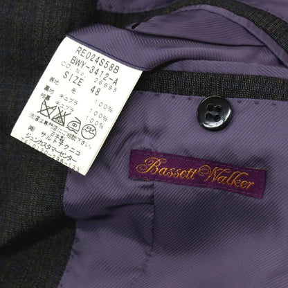 【SALE30%OFF/返品不可】【中古】バセットウォーカー BASSETT WALKER ウール チェック 3つボタンスーツ グレー【 サイズ48 】【 状態ランクB 】【 メンズ 】