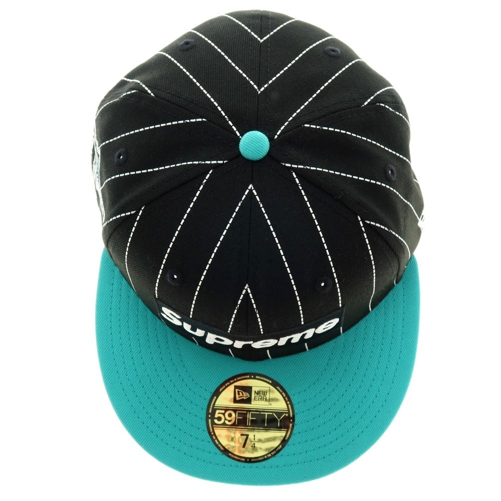 【中古】【未使用】シュプリーム Supreme 2025年秋冬 MLB Teams Box Logo New Era キャップ ブラックxブルーグリーン【 7 1/4 】【 状態ランクS 】【 メンズ 】