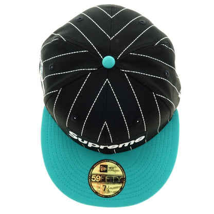 【中古】【未使用】シュプリーム Supreme 2025年秋冬 MLB Teams Box Logo New Era キャップ ブラックxブルーグリーン【 7 1/4 】【 状態ランクS 】【 メンズ 】