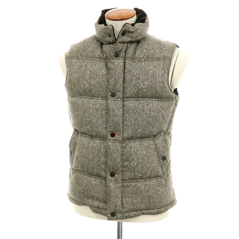 【中古】トゥモローランド TOMORROWLAND ウール スタンドカラー ダウンベスト ブルゾン グレーxホワイト【 M 】【 状態ランクB 】【 メンズ 】