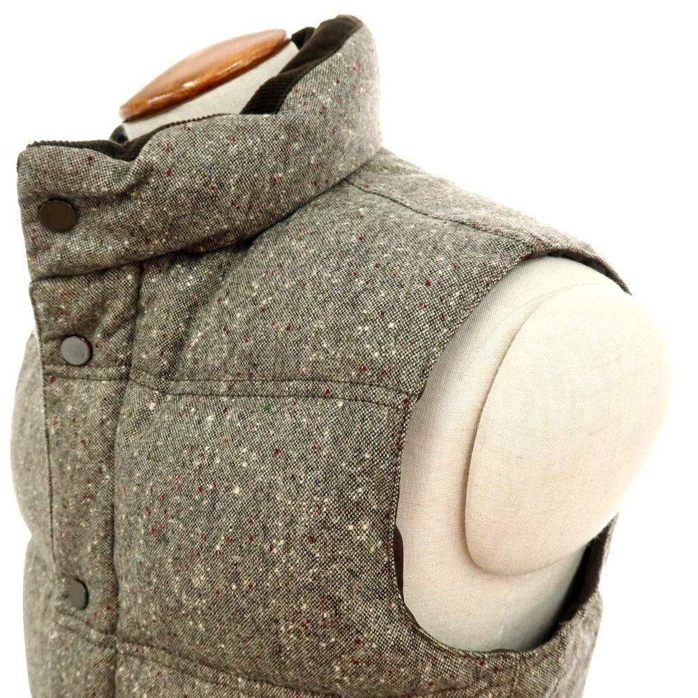 【中古】トゥモローランド TOMORROWLAND ウール スタンドカラー ダウンベスト ブルゾン グレーxホワイト【 M 】【 状態ランクB 】【 メンズ 】