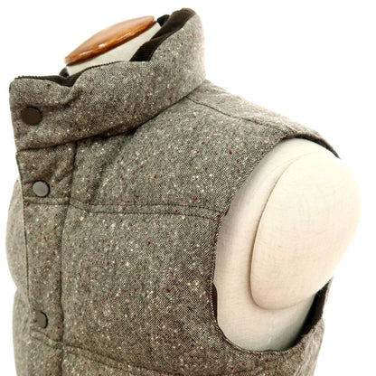 【中古】トゥモローランド TOMORROWLAND ウール スタンドカラー ダウンベスト ブルゾン グレーxホワイト【 M 】【 状態ランクB 】【 メンズ 】