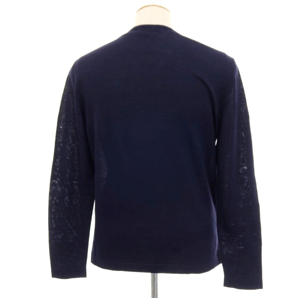 【中古】トゥモローランド TOMORROWLAND tricot ハイゲージ リネンコットン Vネック プルオーバーニット ネイビー【 M 】【 状態ランクB 】【 メンズ 】[APD]