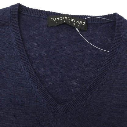 【中古】トゥモローランド TOMORROWLAND tricot ハイゲージ リネンコットン Vネック プルオーバーニット ネイビー【 M 】【 状態ランクB 】【 メンズ 】[APD]