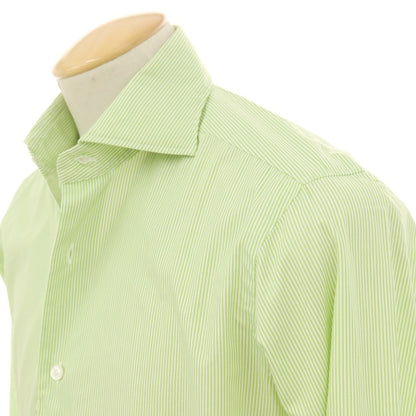 【中古】バルバ ダンディライフ BARBA DANDY LIFE コットン カジュアルシャツ ライトグリーンxホワイト【 38 】【 状態ランクB 】【 メンズ 】