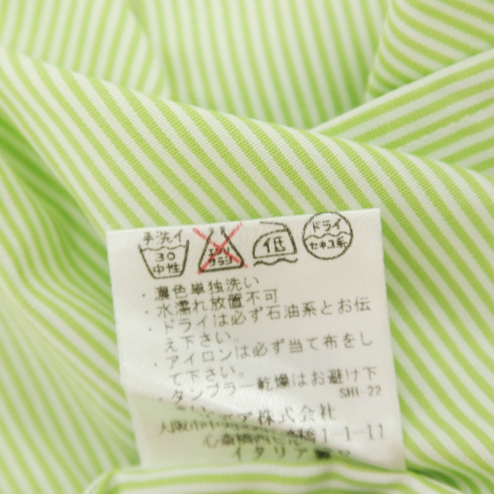 【中古】バルバ ダンディライフ BARBA DANDY LIFE コットン カジュアルシャツ ライトグリーンxホワイト【 サイズ38 】【 状態ランクB 】【 メンズ 】 [APD]