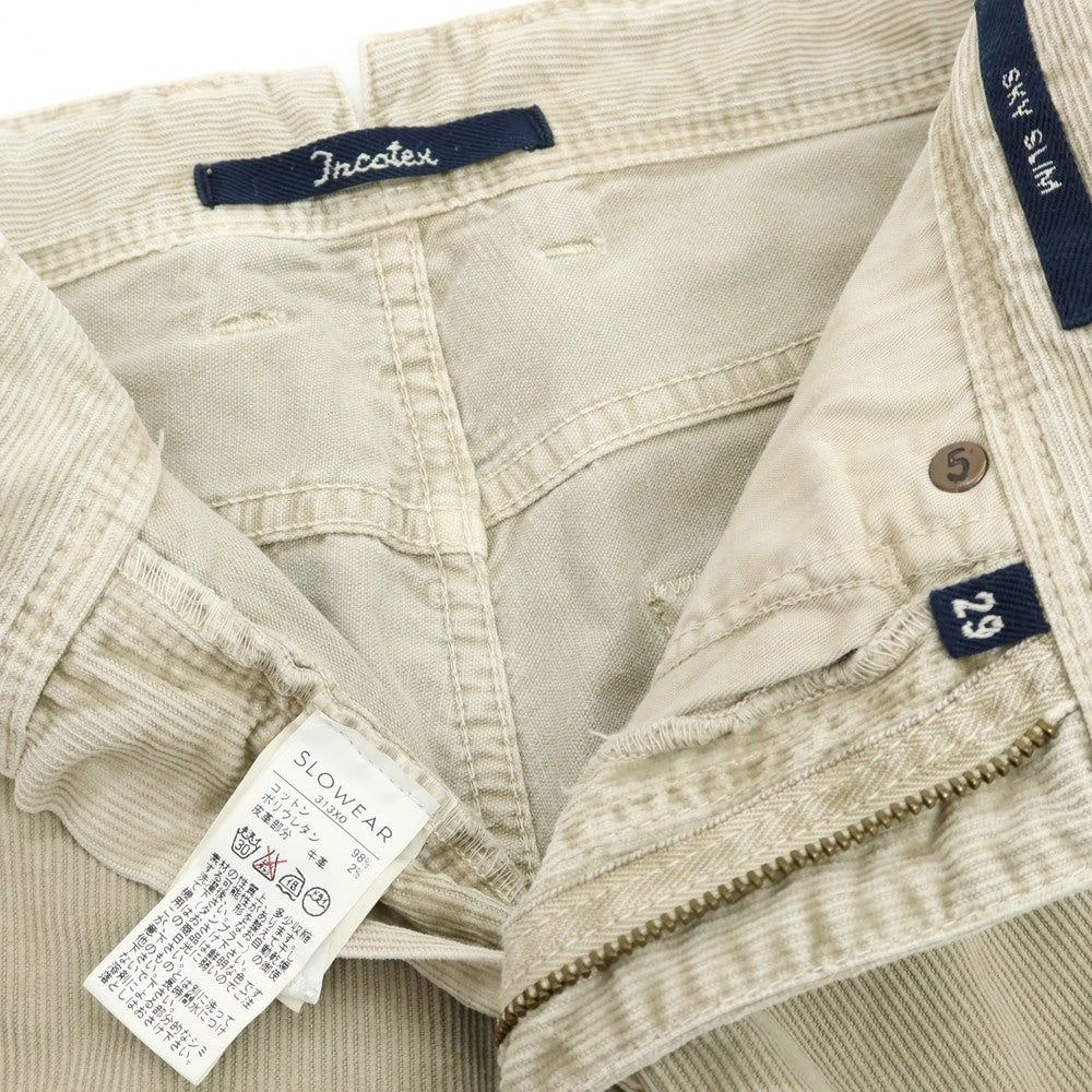【中古】インコテックス INCOTEX ストレッチ コットン 細畝 コーデュロイパンツ ベージュ【 29 】【 状態ランクC 】【 メンズ 】