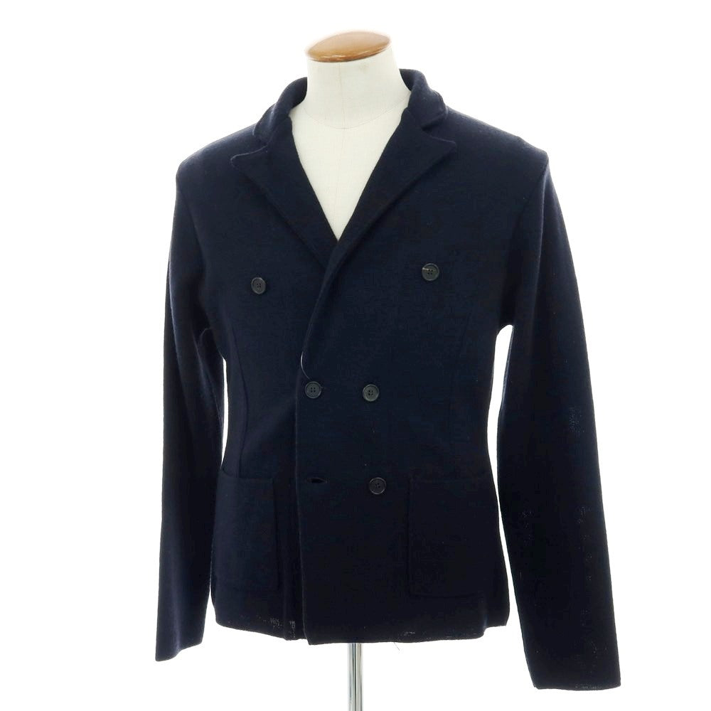【中古】マガジーノ リカンビ MAGAZZINO RICAMBI ウールアクリル ダブル6B ニットジャケット ネイビー【 48 】【 状態ランクB 】【 メンズ 】