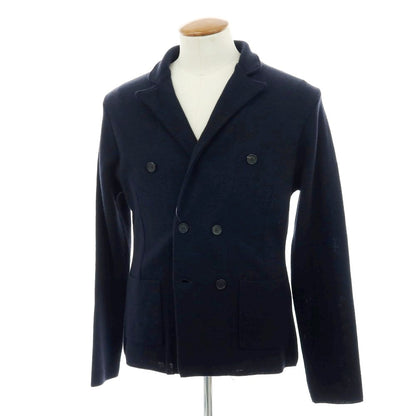【中古】マガジーノ リカンビ MAGAZZINO RICAMBI ウールアクリル ダブル6B ニットジャケット ネイビー【 48 】【 状態ランクB 】【 メンズ 】