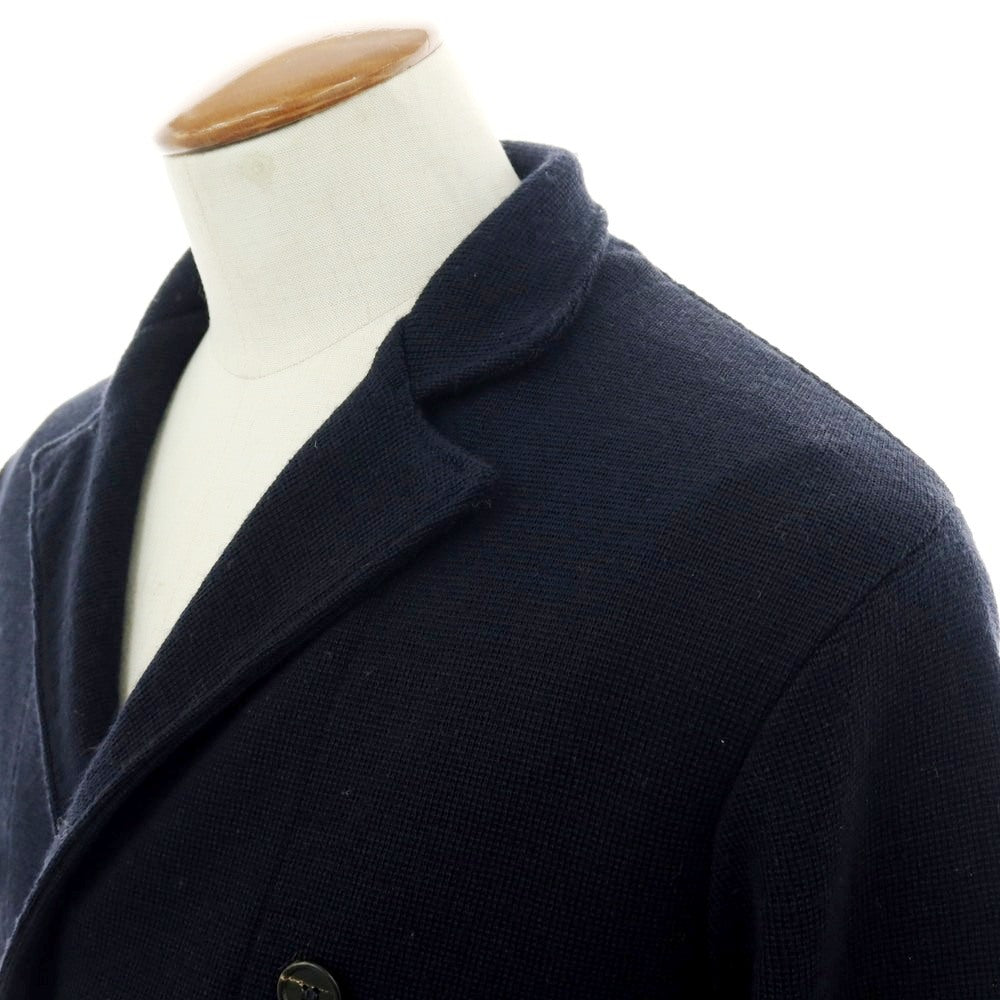 【中古】マガジーノ リカンビ MAGAZZINO RICAMBI ウールアクリル ダブル6B ニットジャケット ネイビー【 48 】【 状態ランクB 】【 メンズ 】