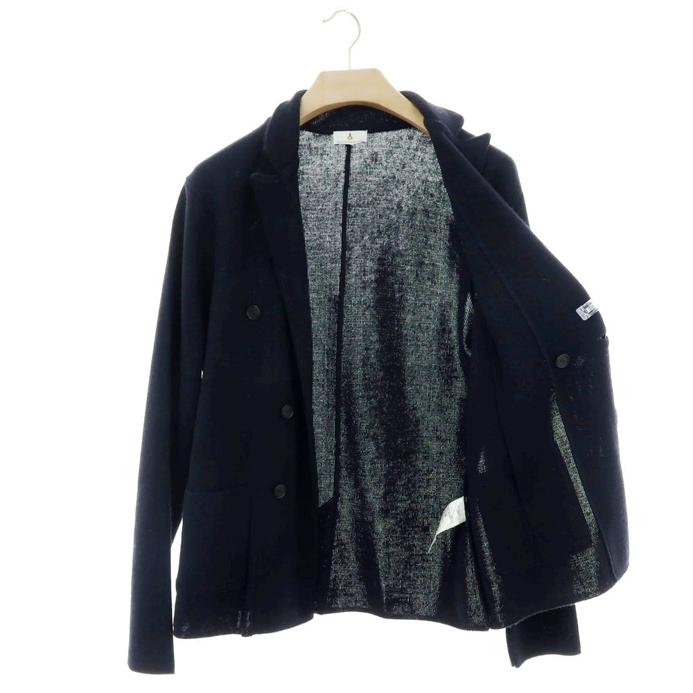 【中古】マガジーノ リカンビ MAGAZZINO RICAMBI ウールアクリル ダブル6B ニットジャケット ネイビー【 48 】【 状態ランクB 】【 メンズ 】