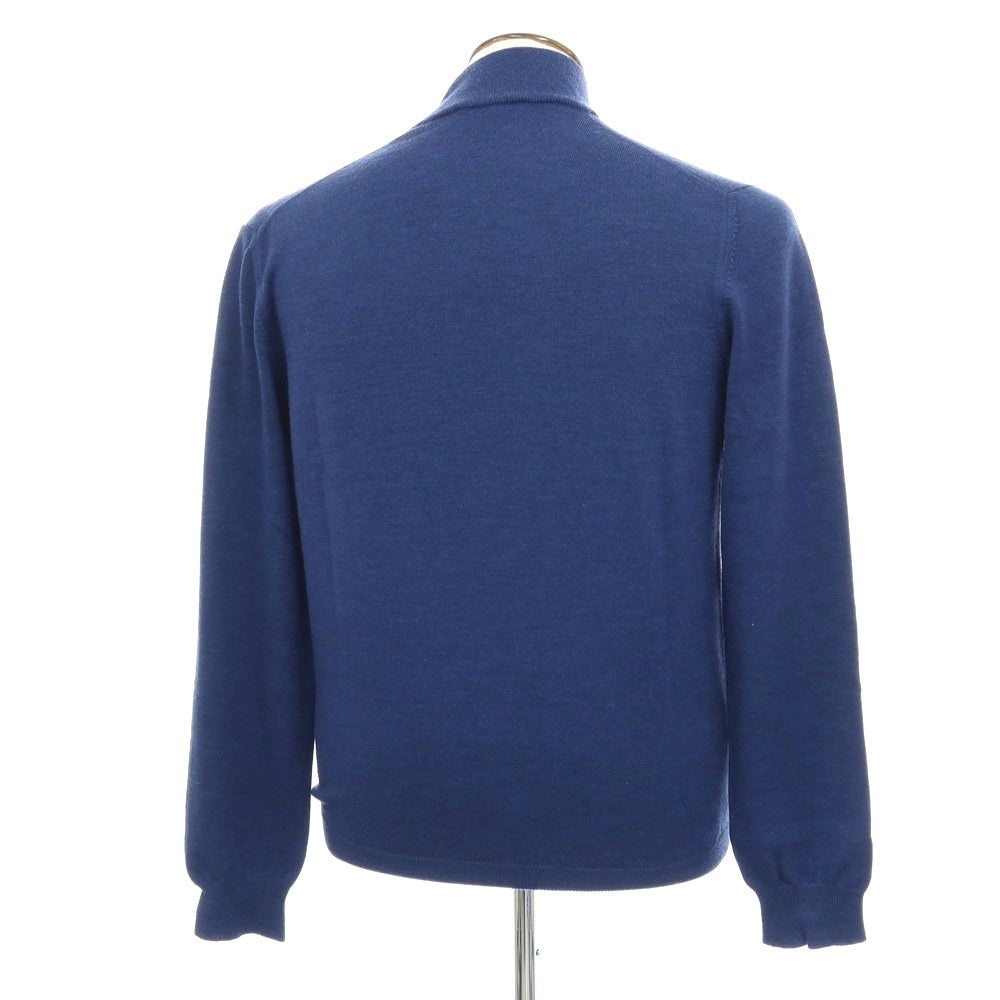 【中古】グランサッソ GRAN SASSO ハイゲージ ウール スタンドカラー ダブルジップ カーディガン ダークブルー系【 50 】【 状態ランクB 】【 メンズ 】
