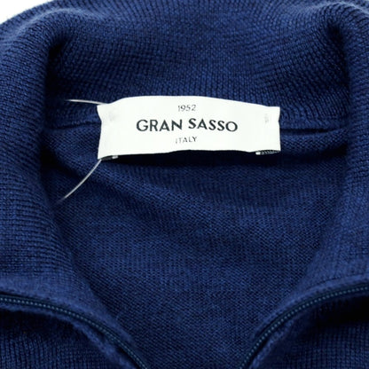 【中古】グランサッソ GRAN SASSO ハイゲージ ウール スタンドカラー ダブルジップ カーディガン ダークブルー系【 50 】【 状態ランクB 】【 メンズ 】
