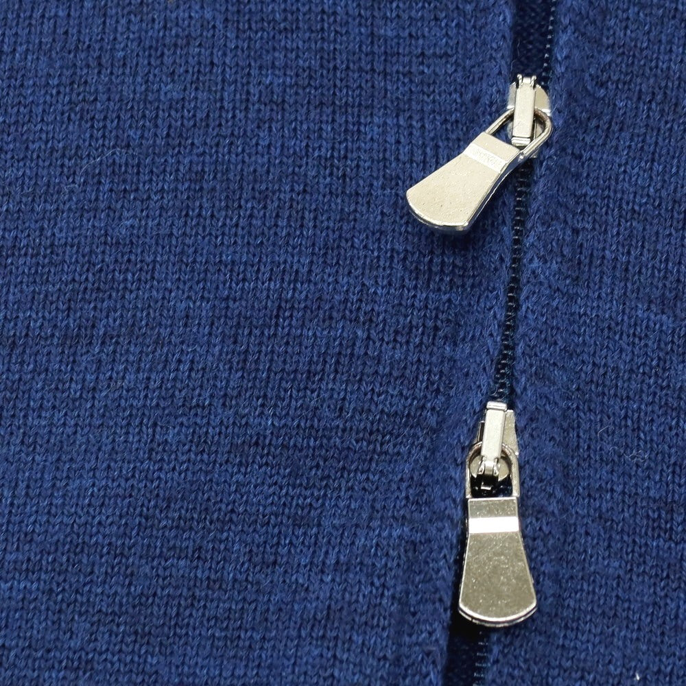 【中古】グランサッソ GRAN SASSO ハイゲージ ウール スタンドカラー ダブルジップ カーディガン ダークブルー系【 50 】【 状態ランクB 】【 メンズ 】