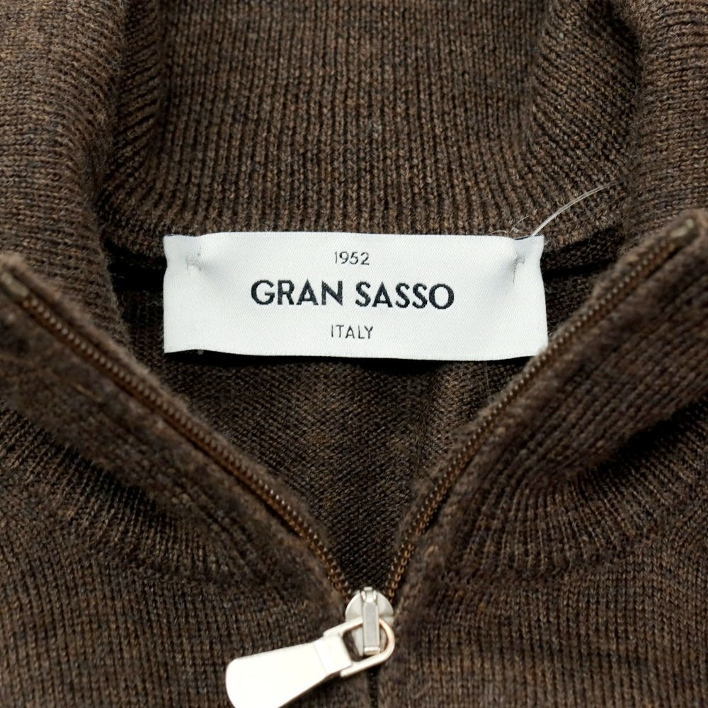 【中古】グランサッソ GRAN SASSO ハイゲージ ウール スタンドカラー ダブルジップ カーディガン ダークブラウン【 50 】【 状態ランクB 】【 メンズ 】