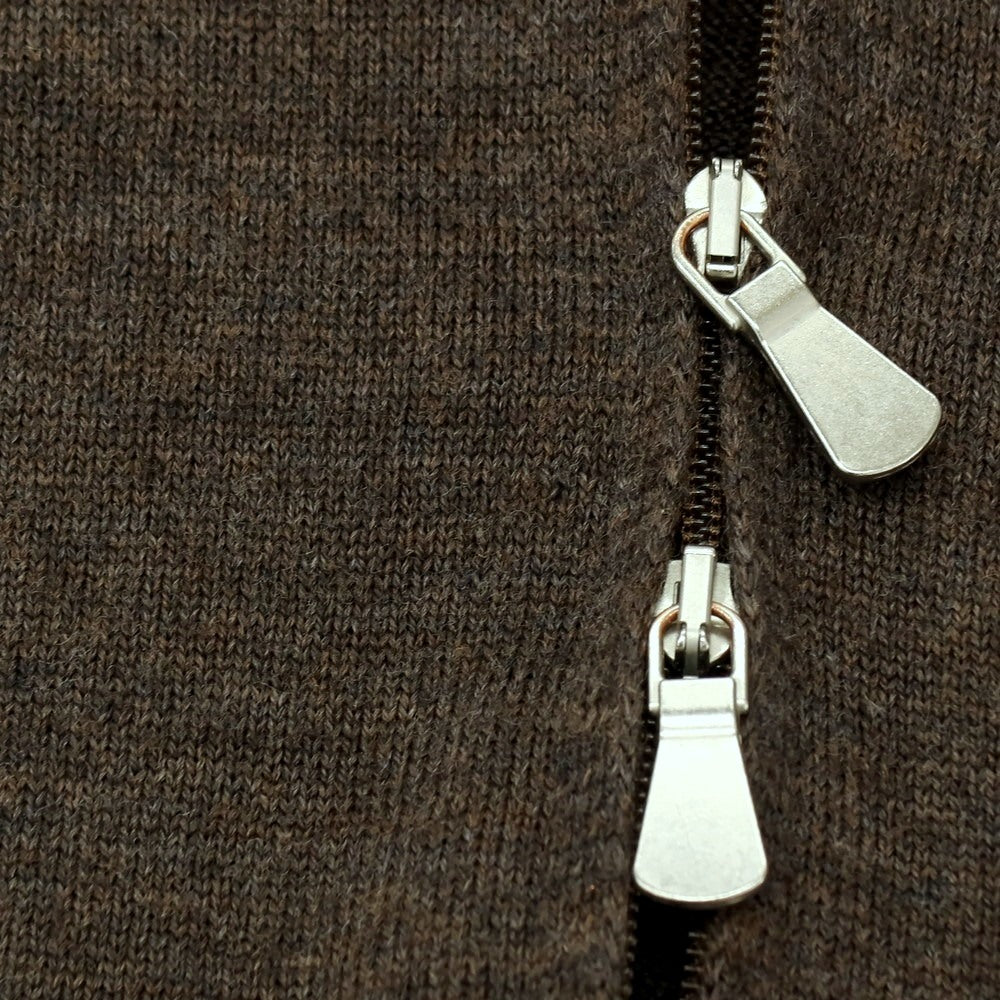 【中古】グランサッソ GRAN SASSO ハイゲージ ウール スタンドカラー ダブルジップ カーディガン ダークブラウン【 50 】【 状態ランクB 】【 メンズ 】