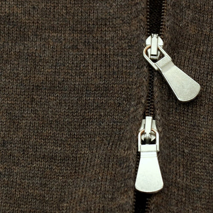 【中古】グランサッソ GRAN SASSO ハイゲージ ウール スタンドカラー ダブルジップ カーディガン ダークブラウン【 50 】【 状態ランクB 】【 メンズ 】