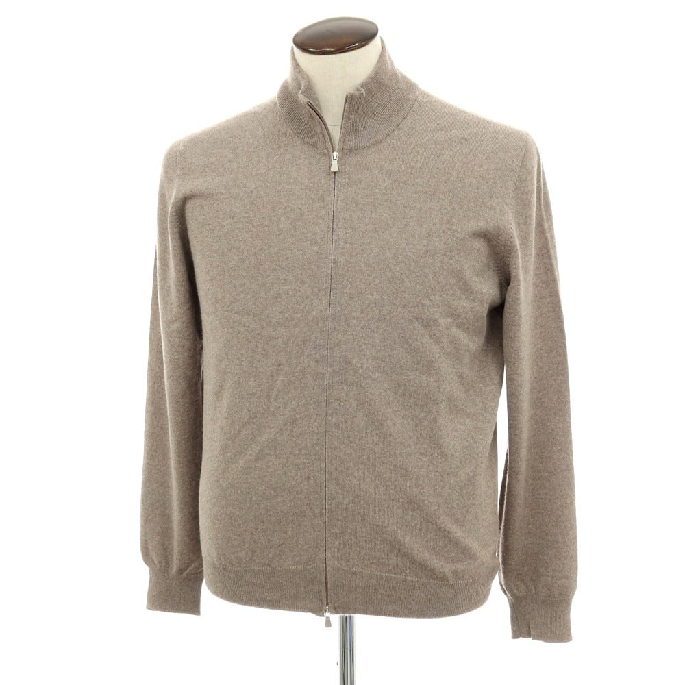 【中古】グランサッソ GRAN SASSO ハイゲージ ウール スタンドカラー ダブルジップ カーディガン グレージュ【 50 】【 状態ランクB 】【 メンズ 】