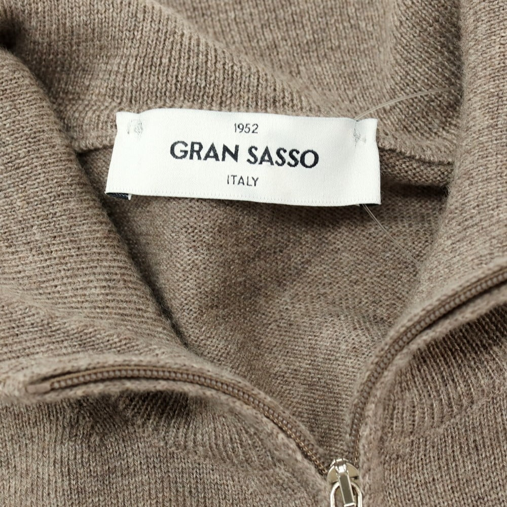 【中古】グランサッソ GRAN SASSO ハイゲージ ウール スタンドカラー ダブルジップ カーディガン グレージュ【 50 】【 状態ランクB 】【 メンズ 】