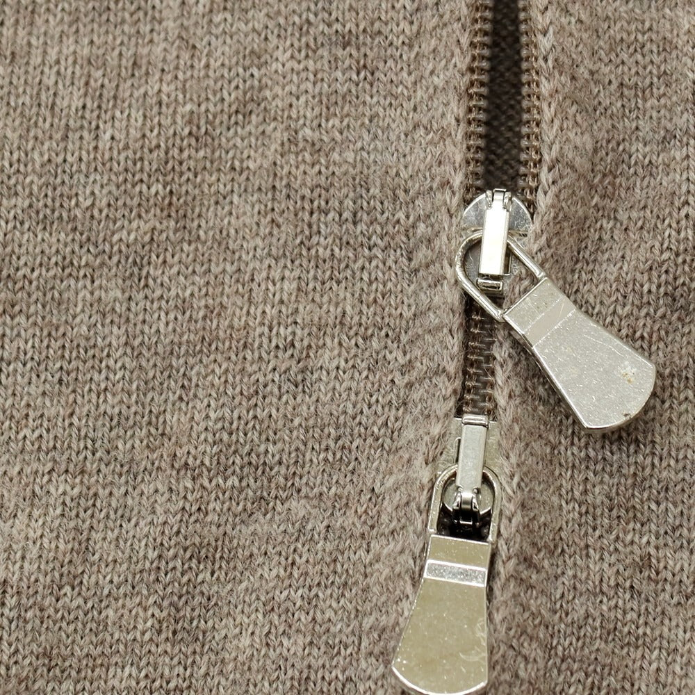 【中古】グランサッソ GRAN SASSO ハイゲージ ウール スタンドカラー ダブルジップ カーディガン グレージュ【 50 】【 状態ランクB 】【 メンズ 】